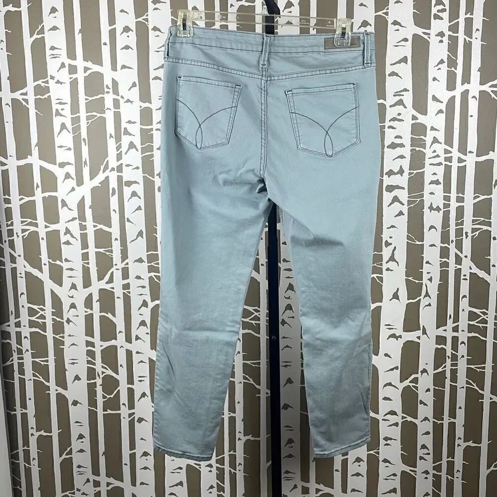 Calvin Klein Grayish Light Green Distressed Wash Denim Legging W32